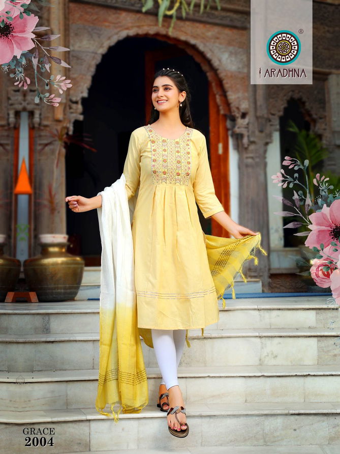 Aradhna Grace 2 New Ethnic Wear Nayra Cut Kurti With Dupatta Collection